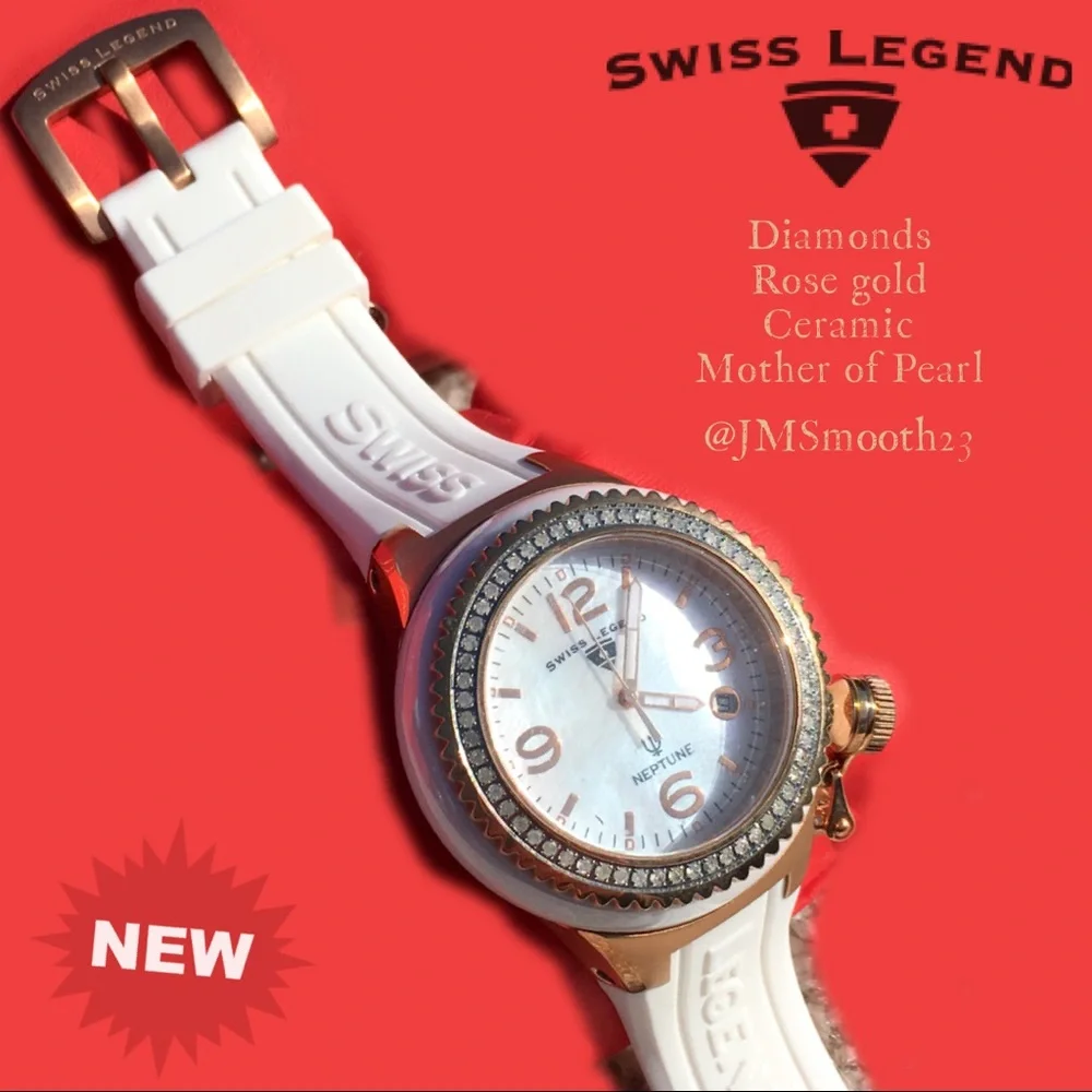 💎🆕Vintage Swiss Legend w/ 💎 60 Diamonds Mother of Pearl & Rosegold watch